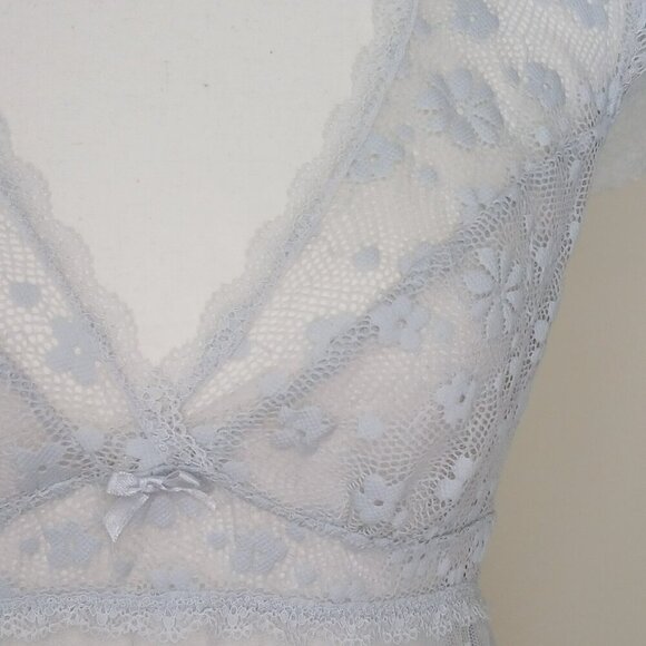 La Vie En Rose Sheer Stretch Baby Doll Chemise Blue Size M - Picture 3 of 8